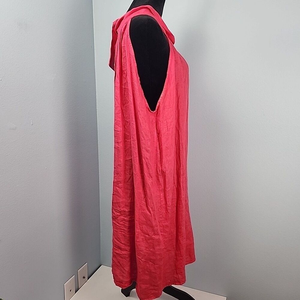 Bellambia Linen XL Hot Pink Sleeveless Dress Shift Round Neck Bow Italy - Picture 4 of 11